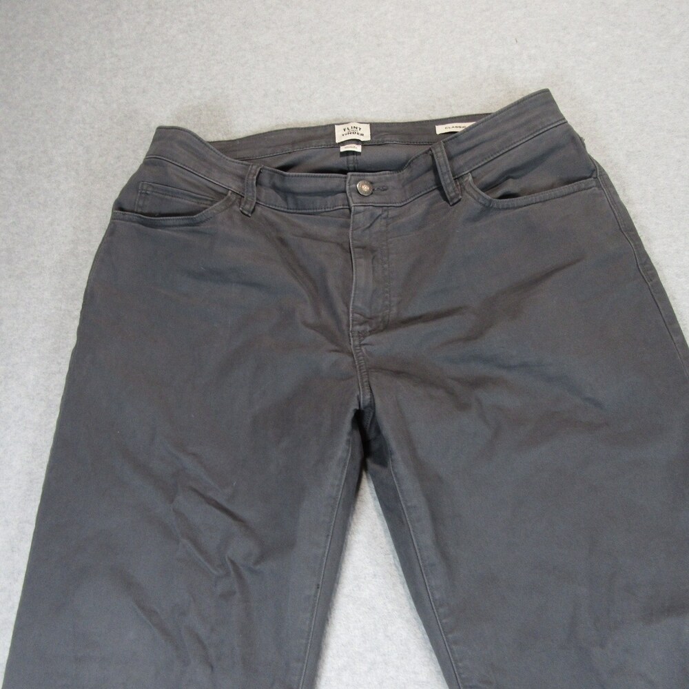 Flint And Tinder Mens Chino Pants 34 x 30 Classic Fit Gray Cotton Flat Front - Picture 3 of 9